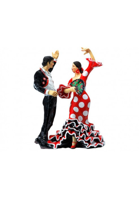 Figura Pareja Flamenca Mosaico con Vestido Rojo 12.5cm