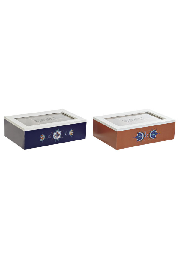 CAJA INFUSIONES MDF 23X15X7 AZULEJOS 2 SURT.