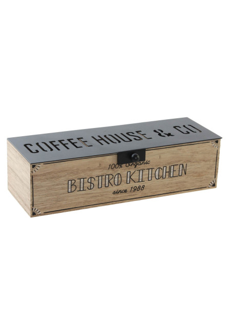 CAJA INFUSIONES MADERA 22X9X6 COFFEE NATURAL