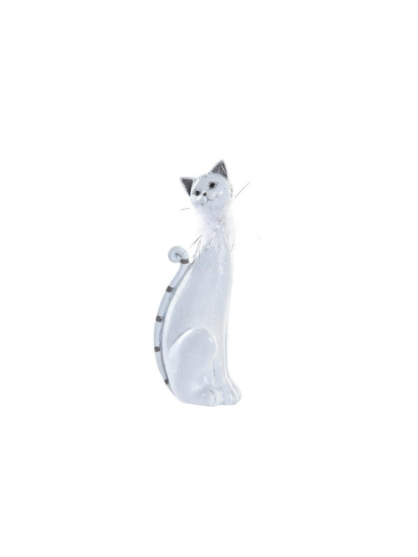 FIGURA RESINA 9X9X24 GATO BRILLANTE BLANCO