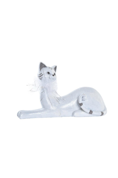 FIGURA RESINA 23X8X14 GATO BRILLANTE BLANCO