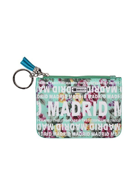 Monedero de tarjetas Madrid flores celeste