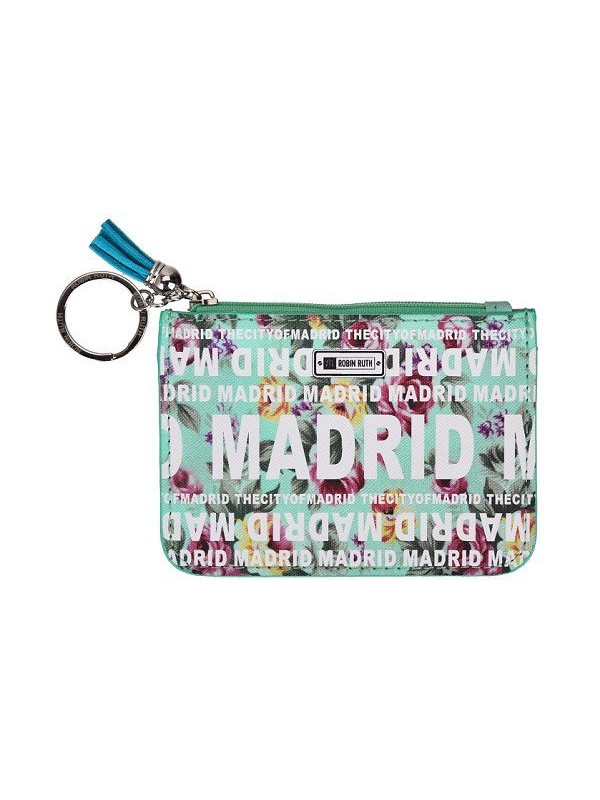 Monedero de tarjetas Madrid flores celeste