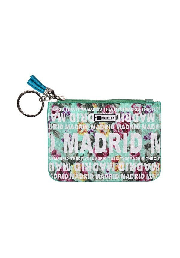 Monedero de tarjetas Madrid flores celeste