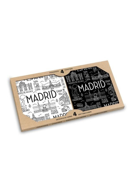 SET 4 POSAVASOS MADRID LINEART CAJA KRAFT (MADRID)