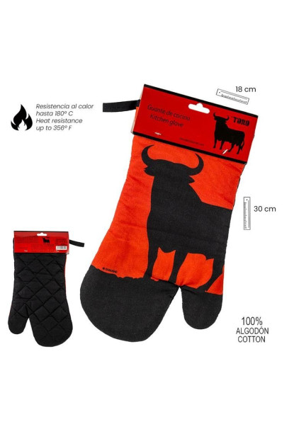 GUANTE COCINA TORO FONDO ROJO