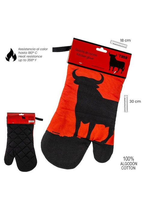 GUANTE COCINA TORO FONDO ROJO