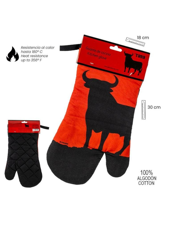 GUANTE COCINA TORO FONDO ROJO