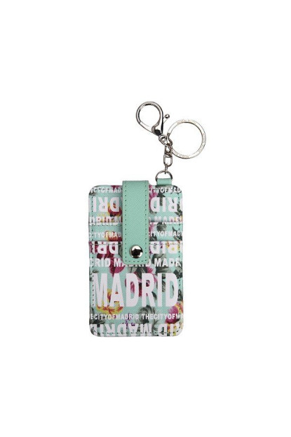 Tarjetero Madrid flores celeste