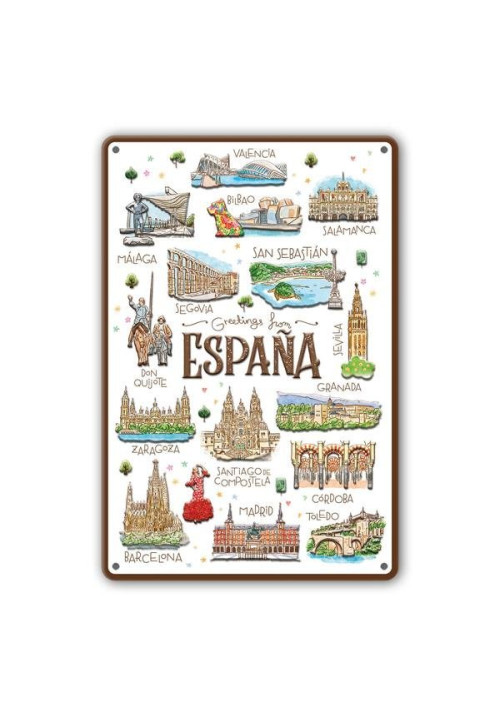 PLACA METALICA L ESPAÑA ACUARELA 30x20cm (ESPAÑA)