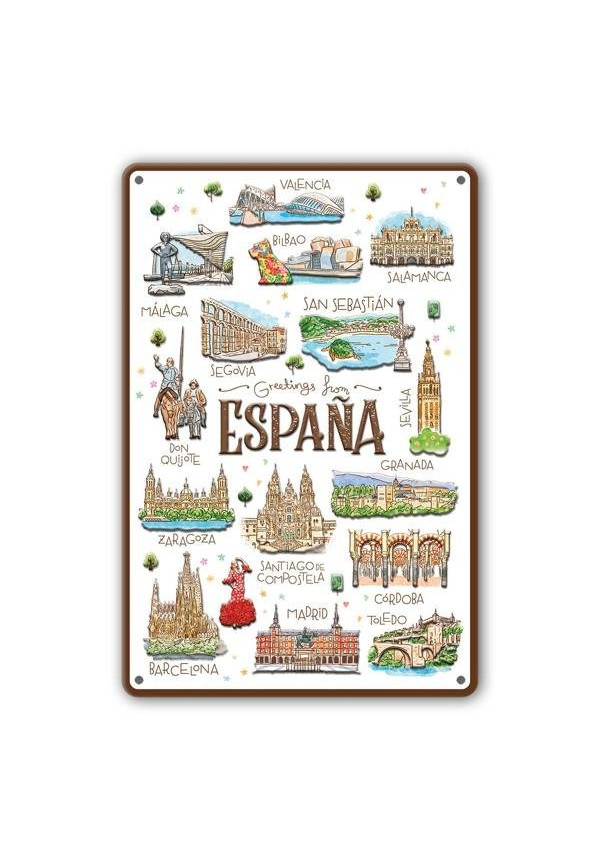 PLACA METALICA L ESPAÑA ACUARELA 30x20cm (ESPAÑA)