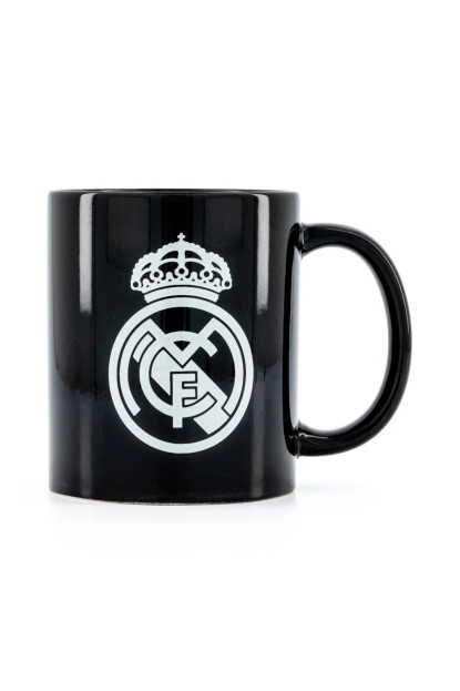 Taza Negra Cerámica Escudo Real Madrid