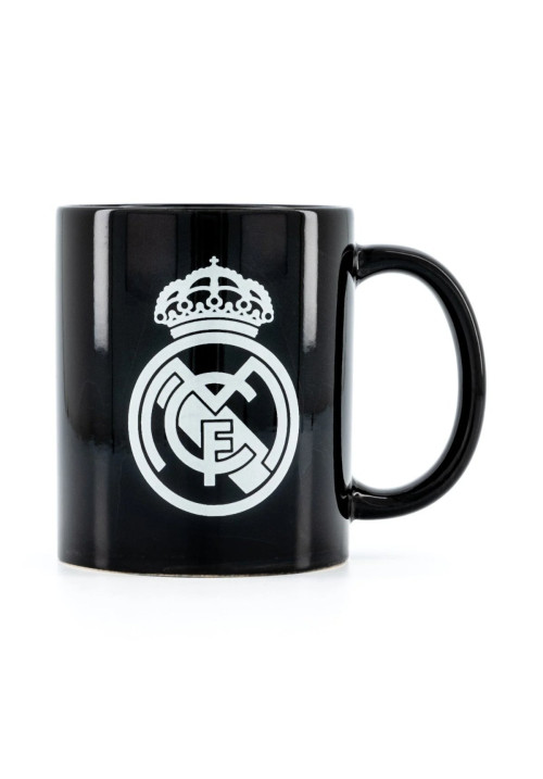 Taza Negra Cerámica Escudo Real Madrid