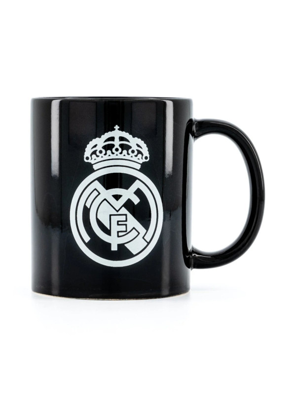Taza Negra Cerámica Escudo Real Madrid