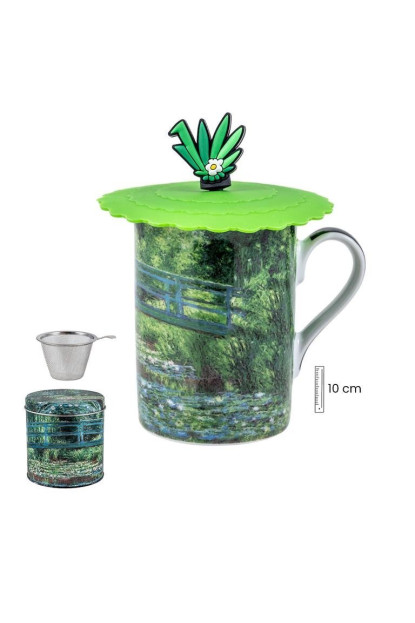 Mug con filtro y tapa y lata metálica El puente Japones de Claude Monet 