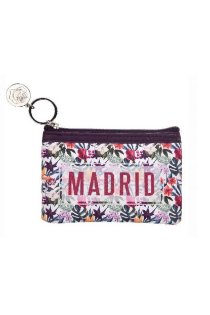Monedero rectan. Madrid tropical blanco-morado