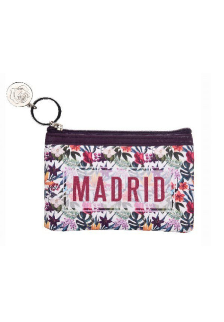 Monedero rectan. Madrid tropical blanco-morado