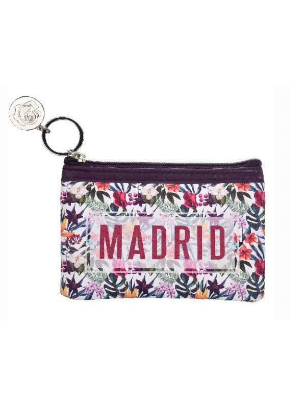 Monedero rectan. Madrid tropical blanco-morado