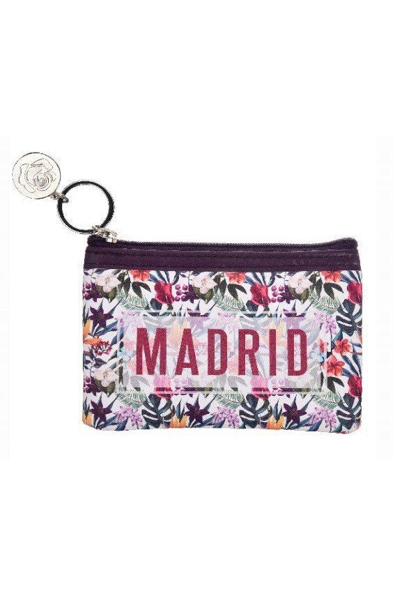 Monedero rectan. Madrid tropical blanco-morado