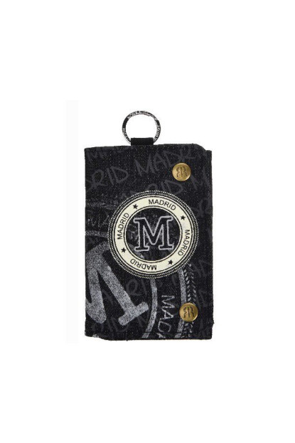 Cartera Madrid sello denim negro-gris