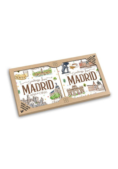 SET 4 POSAVASOS MADRID AQUARELLE CAJA KRAFT (MADRID)
