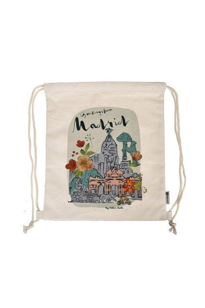 Mochila canvas Madrid beige-azul