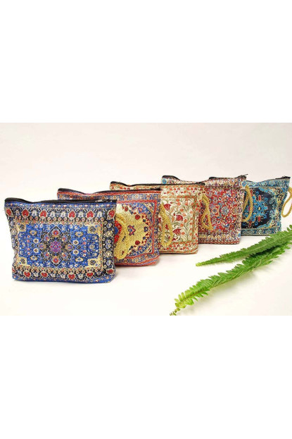 Bolso Make Up Bordado Oro 12x17cm