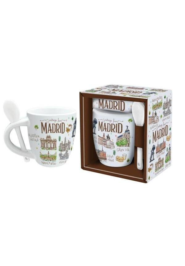 MUG S C/CUCHARA + CAJA MADRID ACUARELA (MADRID)