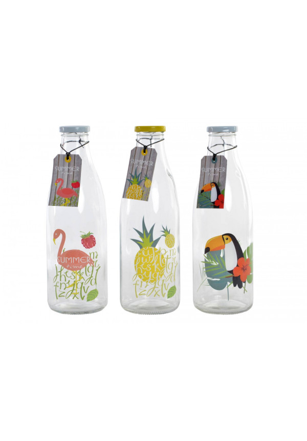 BOTELLA CRISTAL 9X9X26 1 L. TROPICAL