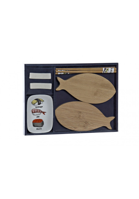 SUSHI SET 9 BAMBU PORCELANA 26X18X16 AZUL