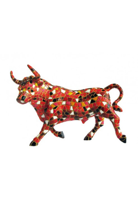 TORO MOSAICO ROJO, pintado a mano 14cm