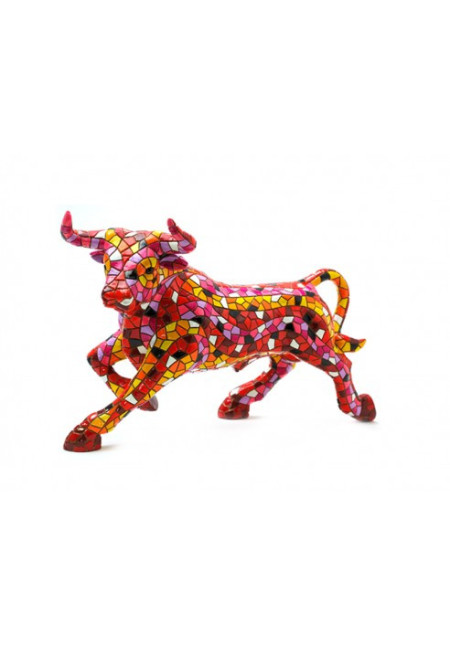 Toro Mosaico Rojo Figura de Barcino Design, de la colección Animales. Toro Mosaico Rojo Figura de Barcino Design, de la colección Animales.